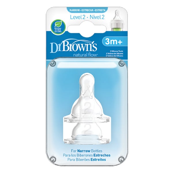 Dr. Brown's Options 322 Silicone Teats for Narrow Bottles 3m+ 2 copë