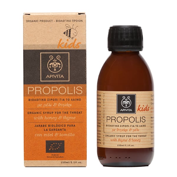 Apivita Propolis Kids Organic Syrup for the Throat with Thyme & Honey 150 ml