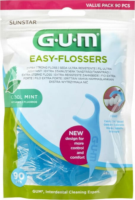 Gum Easy Flossers (890) Extra Strong Floss Fluoride & Vitamin E Cool Mint Flavor 90 copë