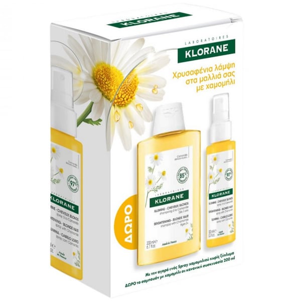 Klorane Set with Chamomile for Blonde Hair with Chamomile Shampoo for Blonde Hair, 200ml & Chamomile Spray 3in1, 100ml 1 set