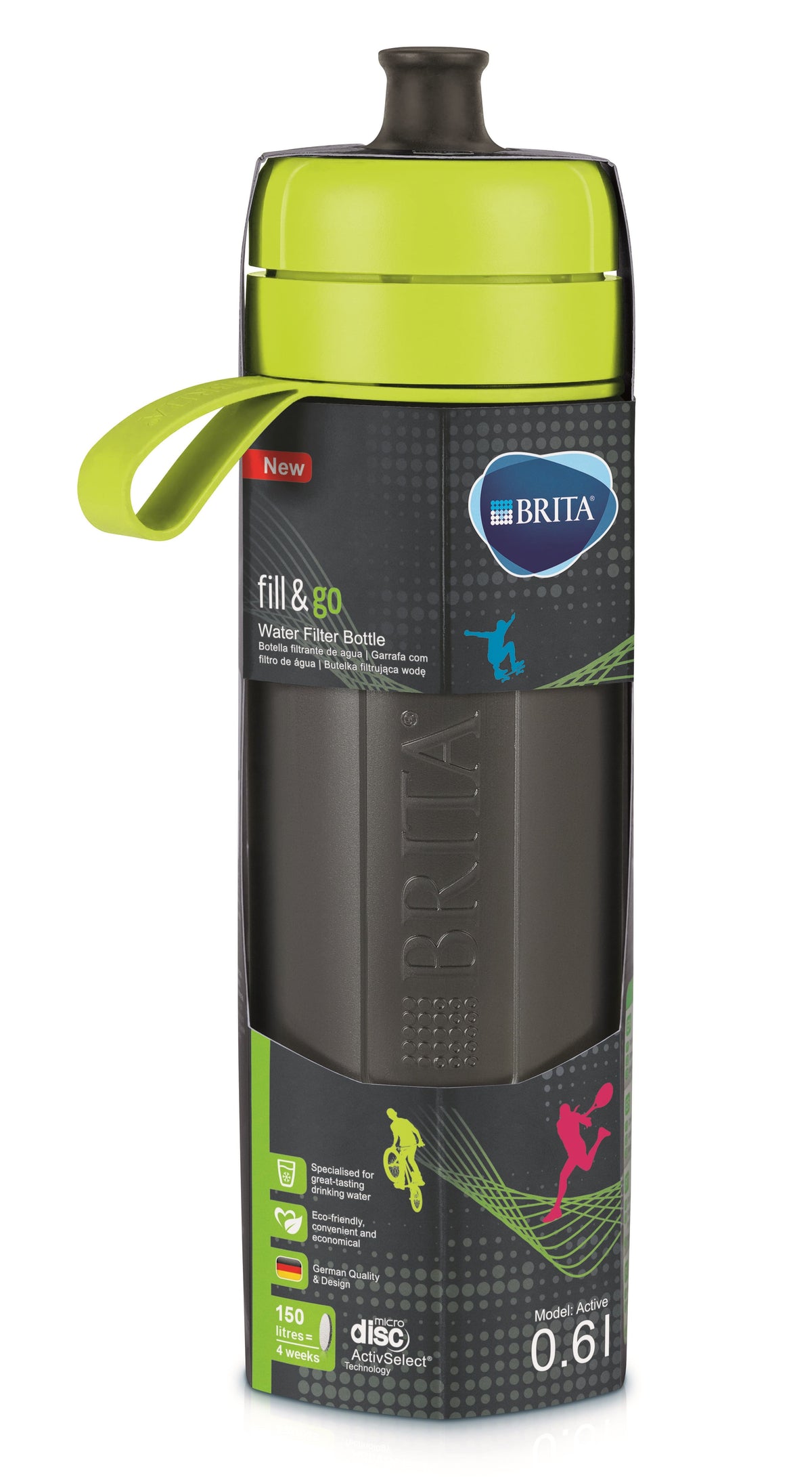 Brita Fill & Go Active Water Bottle Bottle with Filter Lime 600 ml