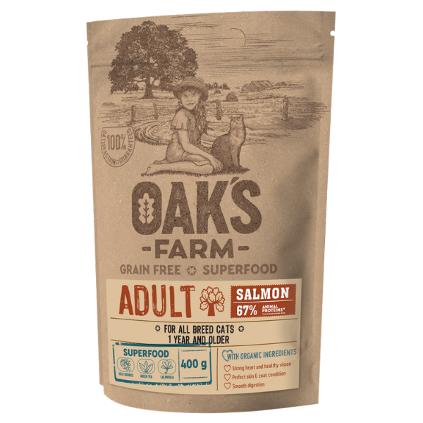 Oak's Farm Cat Adult Grain Free Superfood Salmon 400g