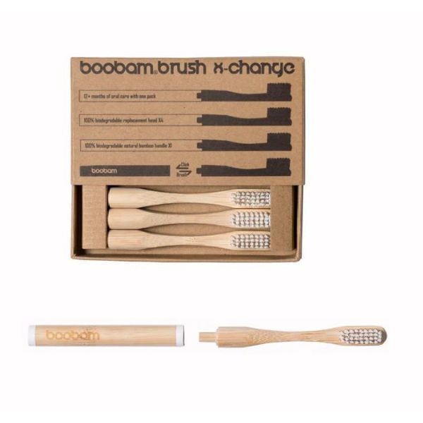 Boobam Brush X-Change Medium Adult Toothbrush 1 Handle & 4 Heads 1 set - 008 E bardhë