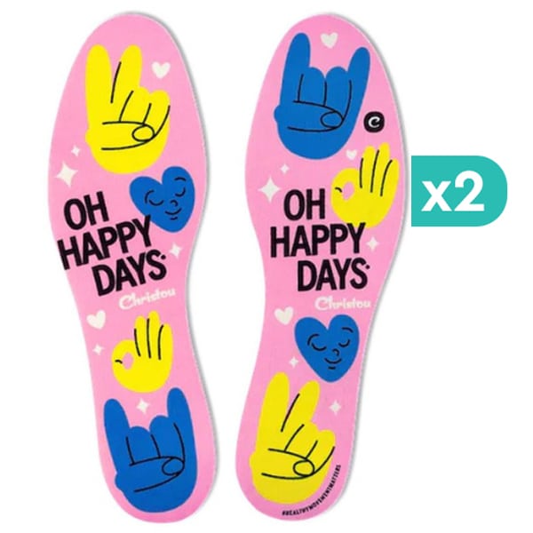 2x Christou Fresh Oh Happy Days Kids PiNk DeodorisiNg INsoles No.23-29 2x1 palë