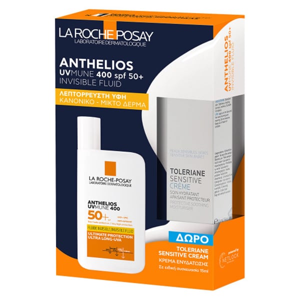 La Roche-Posay Anthelios UVMUNE 400 Fluid Sunscreen SPF50+ & Free Toleriane Sensitive Cream, 15ml 1 set
