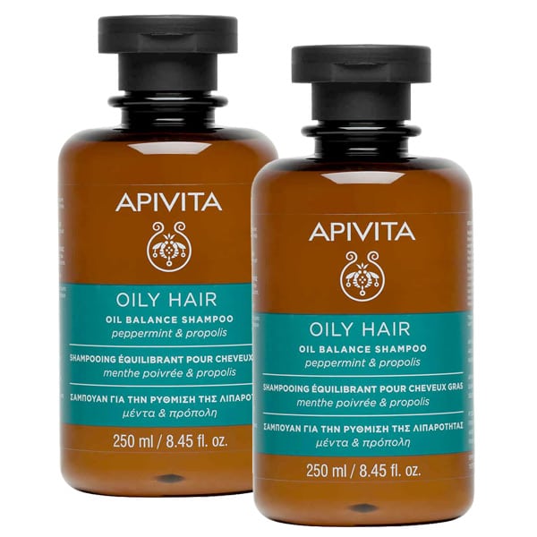 2 x Apivita Oil Balance Shampoo with Peppermint & Propolis 2x250ml