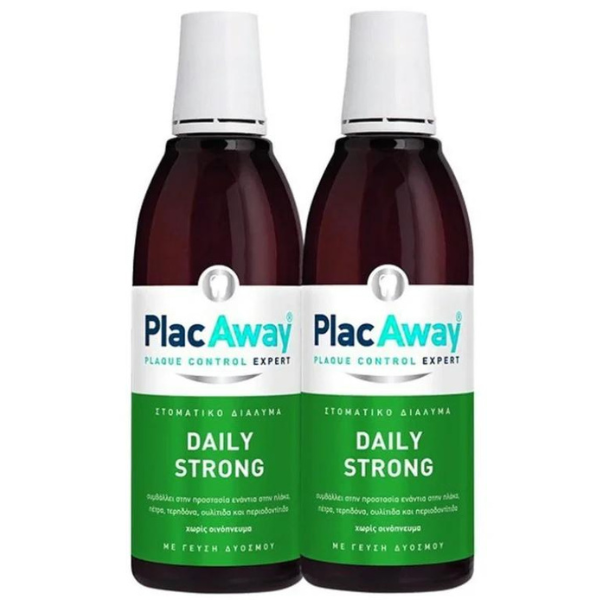 Plac Away Promo (-50% on the Second Product) Daily Strong Strong Mouthwash with Cool Mint Flavor 2x500ml