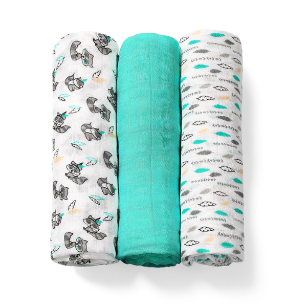 Babyono Set Soft Muslin Diapers from Bamboo & Cotton 3 copë - Bruz