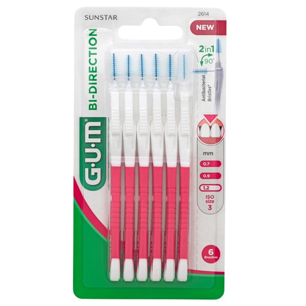 Gum Bi-Directional Fine 1.2mm Interdental Brushes 6 copë