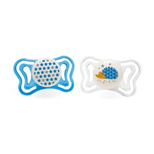 Chicco Physio Forma Light (71035-41) Ergonomic Soother Silicone Teat 16-36m 2 copë - Yll Transparent-Blu