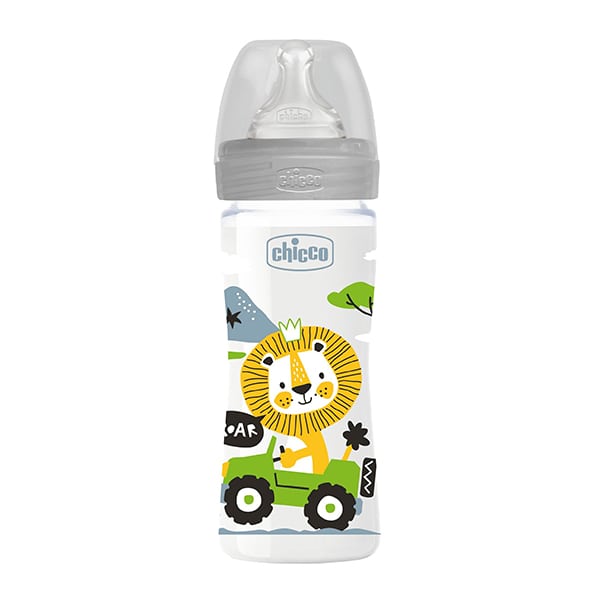 Chicco Well Being (A60-28623-30) Plastic Baby Bottle Silicone Teat Medium Flow 2m+ 250ml - Gri