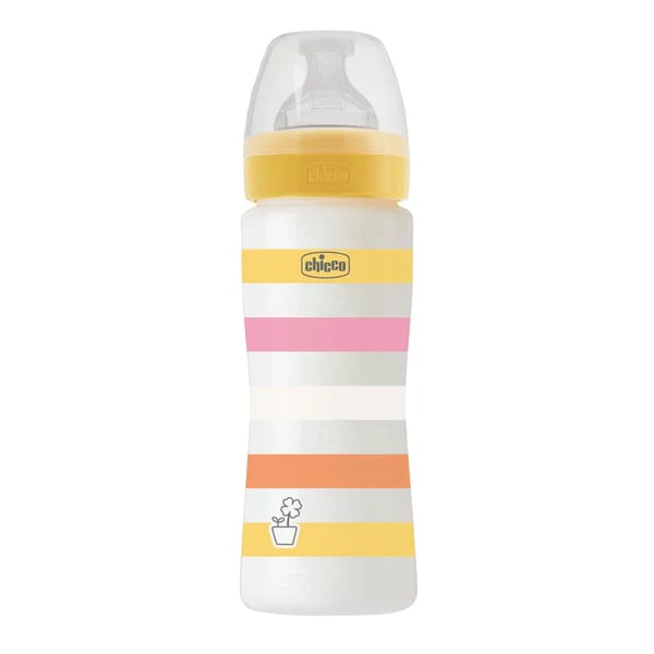 Chicco Well Being Baby Bottle Anti-Colic System Plastic 4m+ 330ml - E verdhë
