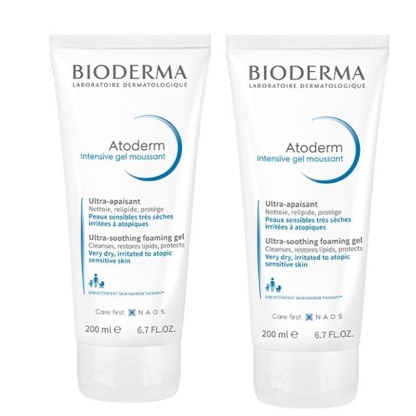 2 x Bioderma Atoderm Intensive Gel Moussant Ultra-Rich Foaming Gel for Very Dry to Atopic Sensitive Skin 2 x 200ml