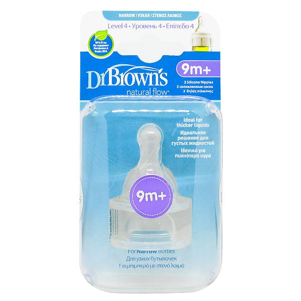 Dr. Brown's Options 313 Silicone Teats for Narrow Neck Baby Bottles 9m+  2 copë
