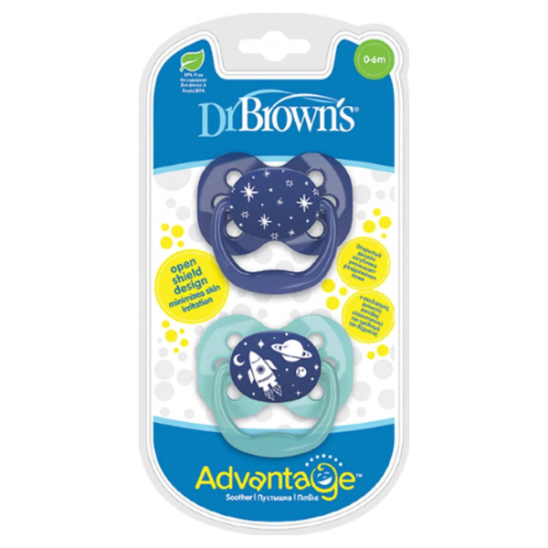 Dr. Brown's Advantage Silicone Soother 0-6m  2 copë - Blu e çelët-Blu