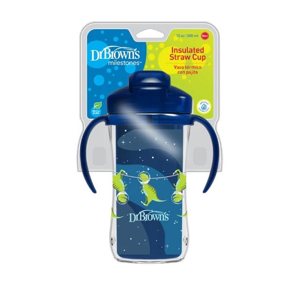 Dr. Brown's Insulated Straw Cup 12m+  300ml - Dinosaur Blu