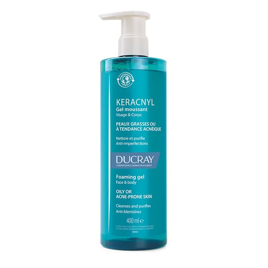 Ducray Keracnyl Foaming Gel Face & Body for Oily/Acne-Prone Skin  400 ml
