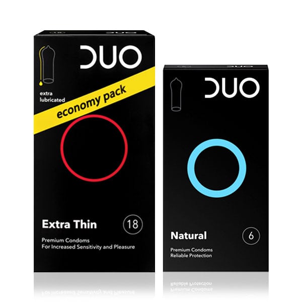 Duo Promo Pack with Extra Thin Condoms, 18pcs & Natural Condoms  6 copë