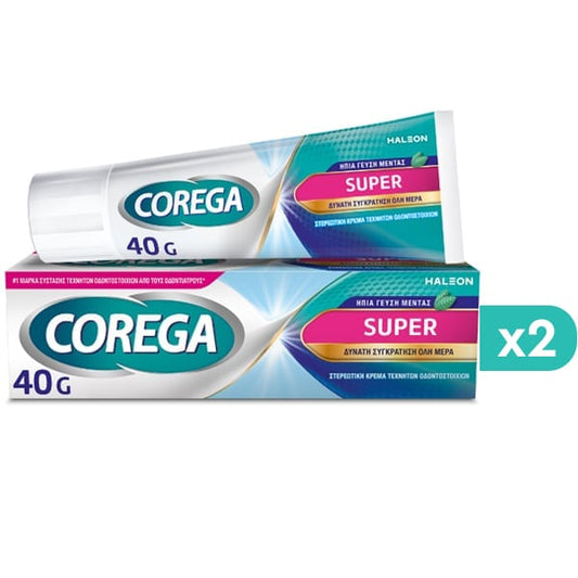 2x Corega Super Denture Adhesive Cream Mint Flavor  2x40g