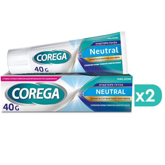 2x Corega Neutral Denture Adhesive Cream Taste-Free  2x40g