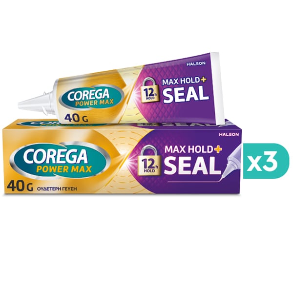 3x Corega Max Hold+Seal Denture Adhesive Cream  3x40g