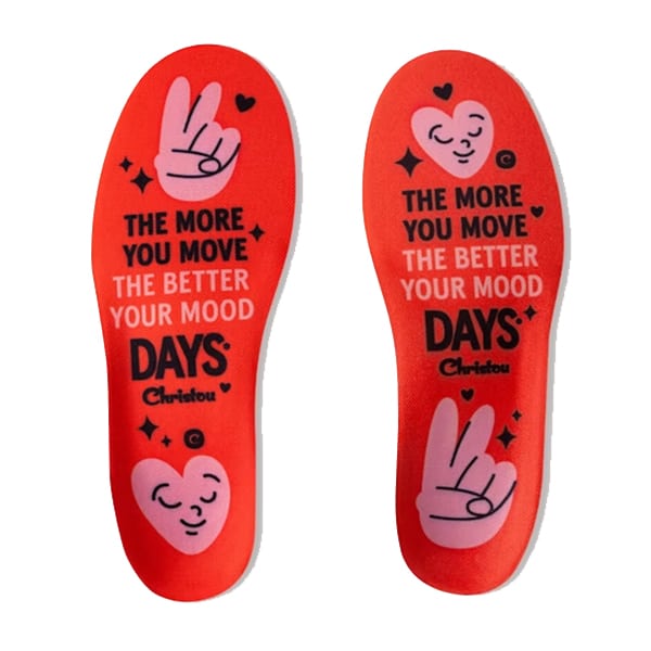 Christou Days Comfy Anatomical Kids Insoles Move Your Mood  1 palë - E kuqe
