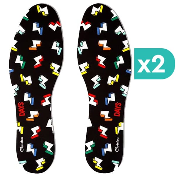 2x Christou Deodorizing Insoles Days Kids Fresh Thunderbolts Black No. 23-29  2x1 palë