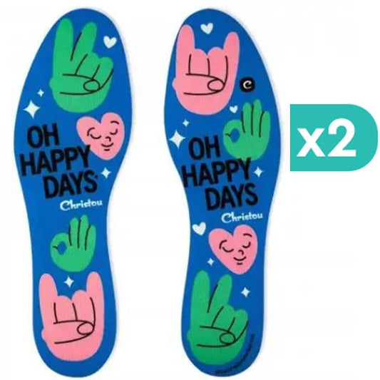 2x Christou Deodorizing Insoles Fresh Oh Happy Days Kids Blue No.23-29  2x1 palë