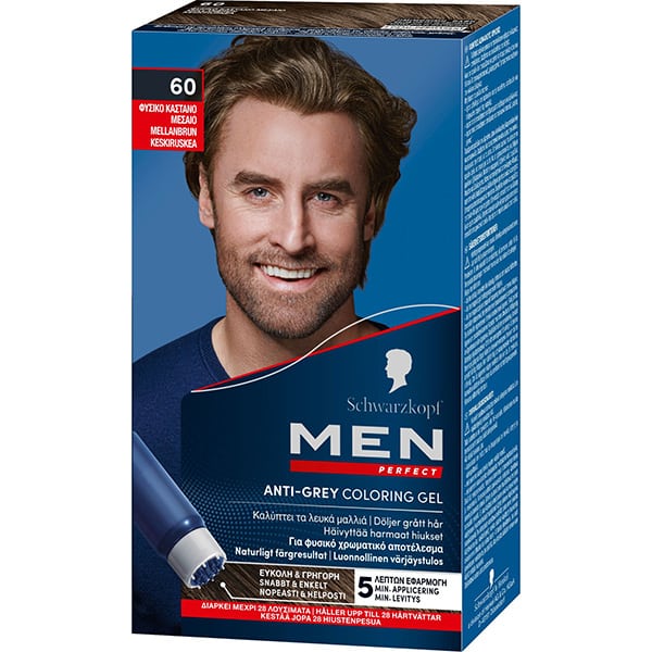 Schwarzkopf Men Perfect Anti-Grey Color Gel No.60 Natural Medium Brown  1 copë