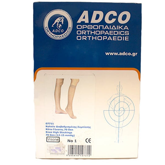 Adco Lower Knee Socks (07711) 70 Den (12 - 15mm Hg) Beige  1 palë