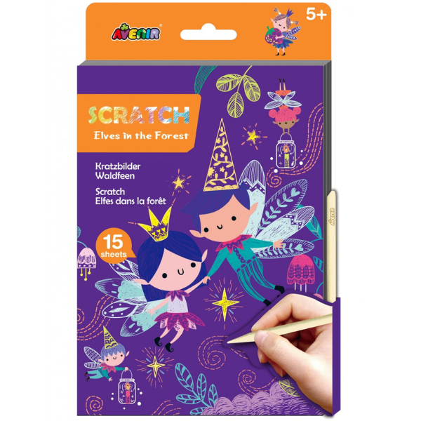Avenir Scratch Book Elves in the Forest  Libër për t'u ngjyrosur me elfë dhe kafshë pylli copë