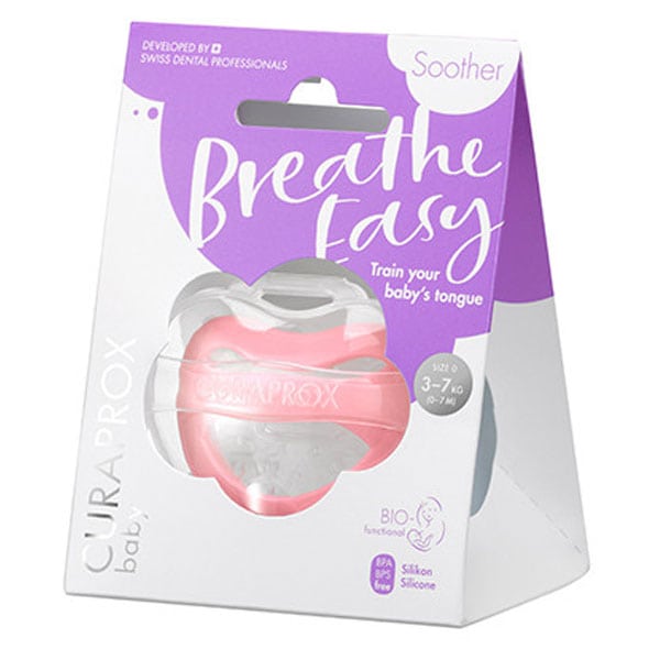 Curaprox Baby Breathe Easy Silicone Soother Pink 0-7m (3-7kg)  copë - Rozë