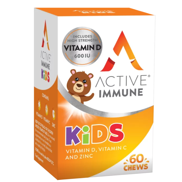 Bionat Active Immune Kids Vitamin D, Vitamin C & Zinc  60 copë përtypëse