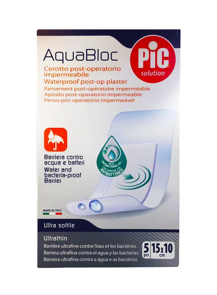Pic Solution AquaBloc Waterproof UltraThin Sterile Post-op Plasters (15 x 10cm)  5 copë