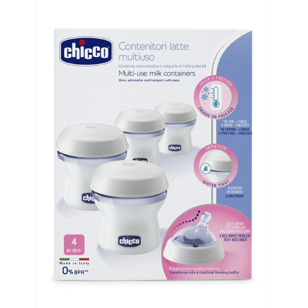 Chicco Multi-Use Milk Containers Natural Feeling  4 copë