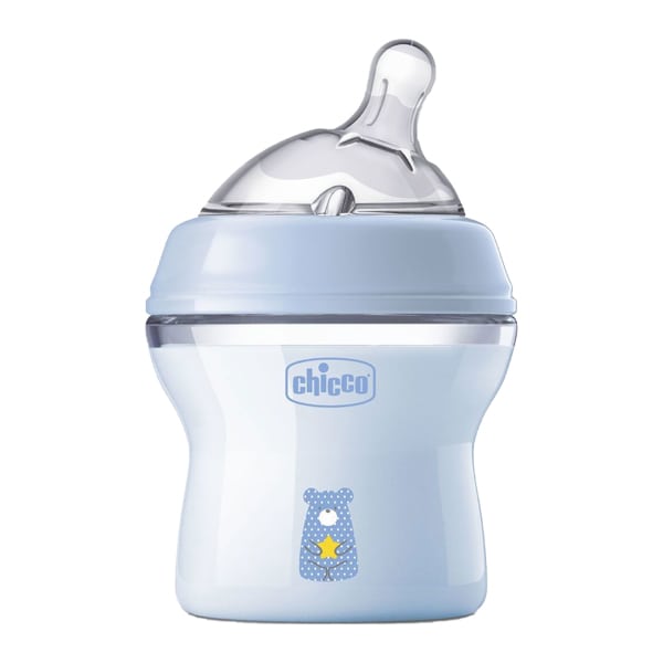 Chicco Natural Feeling Plastic Baby Bottle Silicone Teat 0m+  150ml - Arush Pelushi Blu