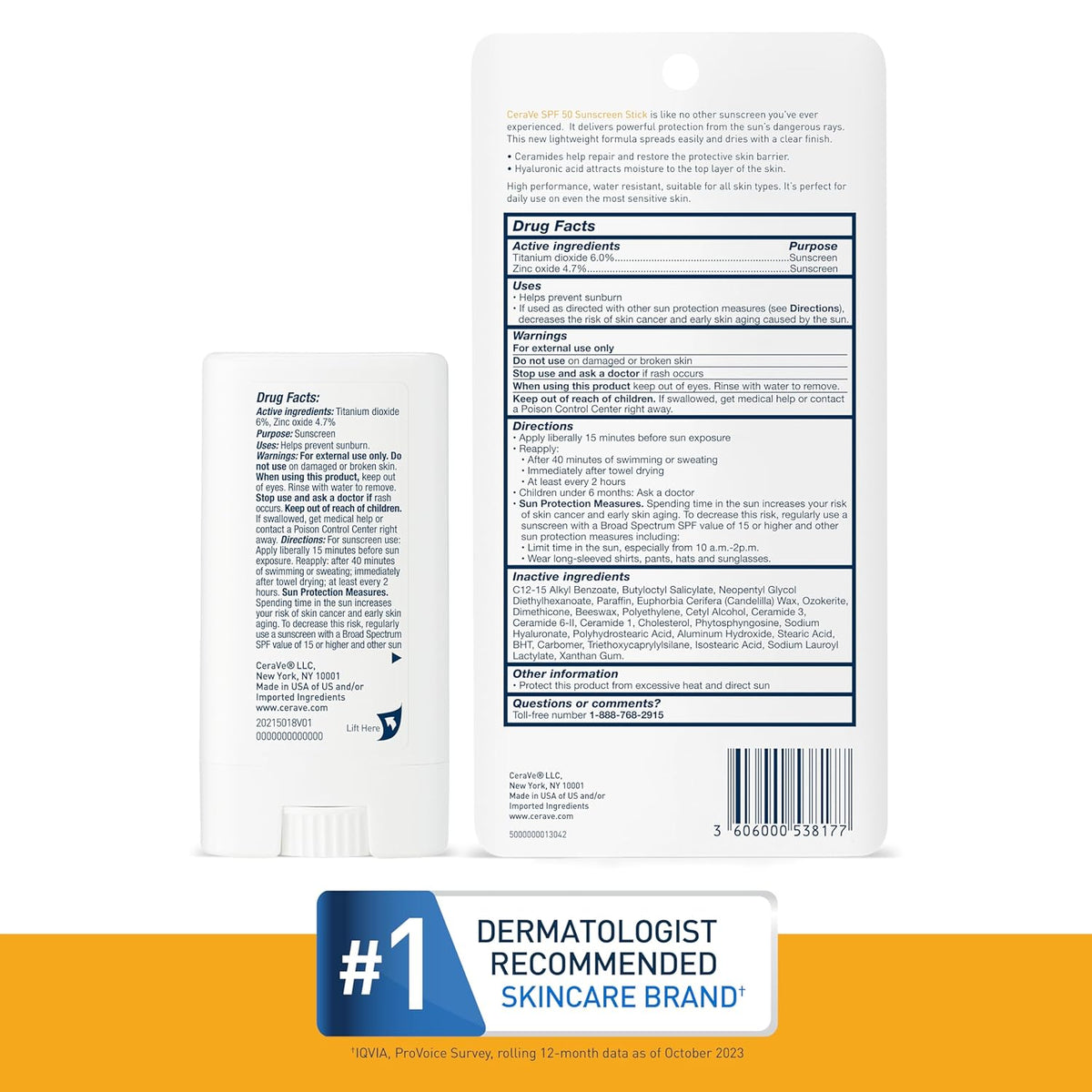 CeraVe Mineral Sunscreen Stick SPF 50 13.32g
