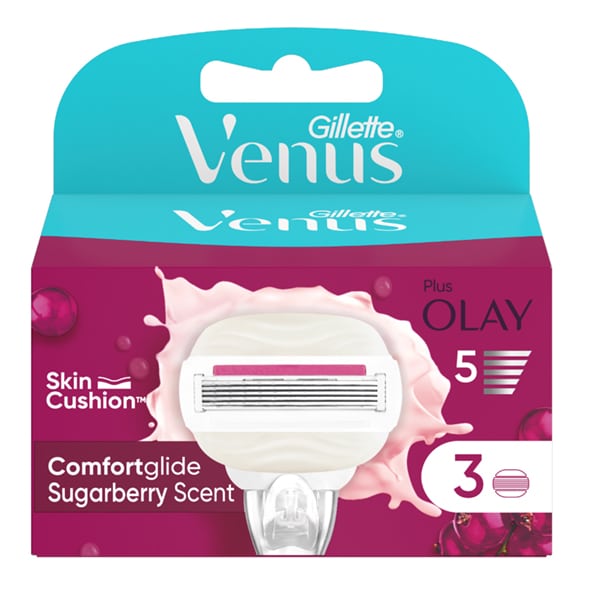 Gillette Venus ComfortGlide Sugarberry Scent Women's Razor Replacement Heads  3 copë