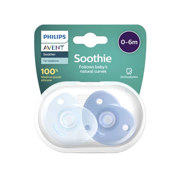 Philips Avent Soothie (SCF099/21) Orthodontic Silicone Soother 0-6m  2 copë - Blu e çelët-Blu