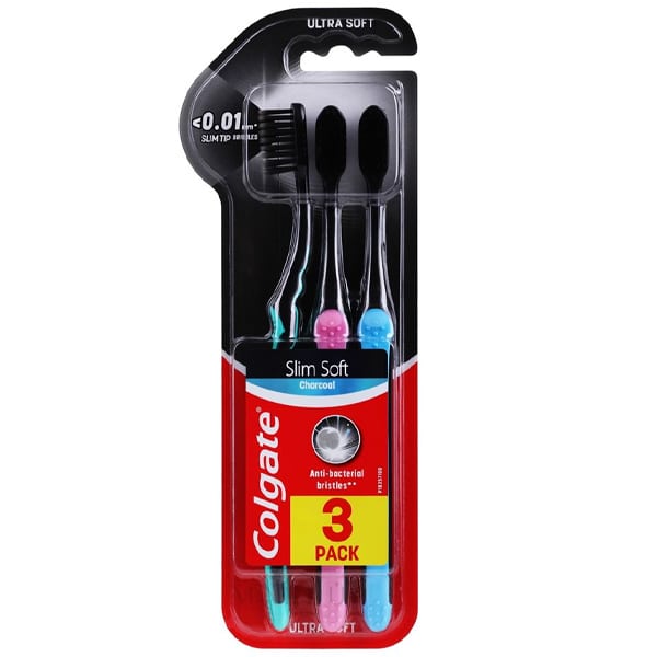 Colgate Promo Pack with Slim Soft Charcoal Anti-Bacterial Toothbrushes  3 copë