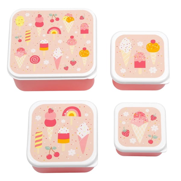 A Little Lovely Company Lunch & Snack Box Set Ice Cream  4 copë