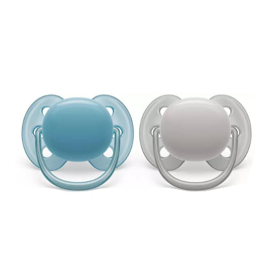 Philips Avent Ultra Soft Orthodontic Silicone Pacifier 6-18m  2 copë - Blu e çelët-Gri