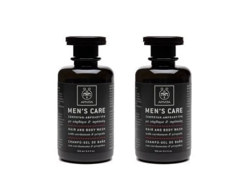 2 x Apivita Men's Care Hair & Body Wash with Cardamom & Propolis  2x250ml